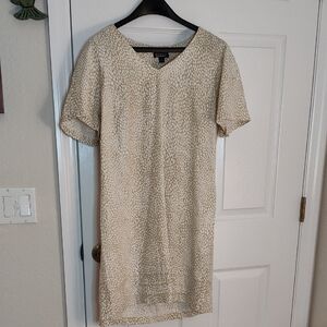 Classic Cream Patterned Midi Dress